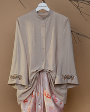 Load image into Gallery viewer, Seroja Kurung Kedah with Adjustable Pario Wrapping Skirt in Light Brown