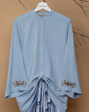 Load image into Gallery viewer, Seroja Kurung Kedah with Adjustable Pario Wrapping Skirt in Baby Blue