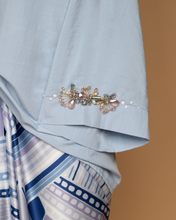 Load image into Gallery viewer, Seroja Kurung Kedah with Adjustable Pario Wrapping Skirt in Baby Blue