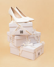 Load image into Gallery viewer, Salju Closed Pointed-Toe Off White Heels
