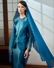 Load image into Gallery viewer, Selendang Bahu Sulam Scallop (Teal Blue) (PROMO PRICE : RM87)
