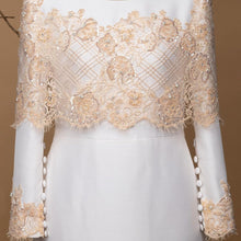 Load image into Gallery viewer, Custom Made Silhouette Dress with Beaded French Lace &amp; Pearl Detailing
