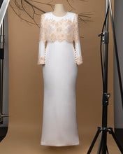 Load image into Gallery viewer, Custom Made Silhouette Dress with Beaded French Lace &amp; Pearl Detailing
